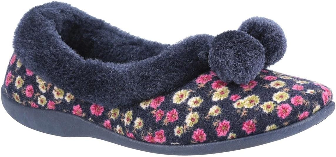 Fleet & Foster Chabilis Mule Womens Bayeux Navy Blue Flower Print Classic Slipper