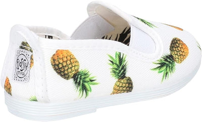 Flossy Junior Canvas Pineapple Slip-On Plimsolls In White