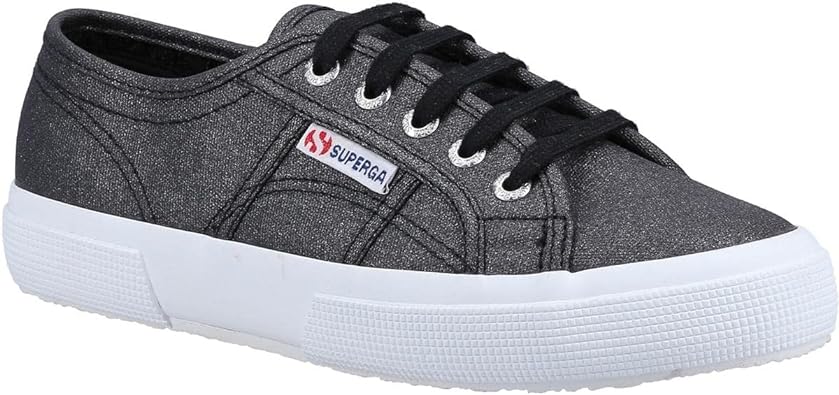 Superga Glitter Canvas Lace Up Sneakers in Black