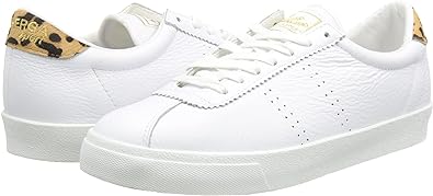 Superga Women White Leopard Leather Sports Trainers