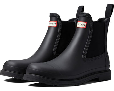 Hunter Mens Commando Chelsea Black Boots