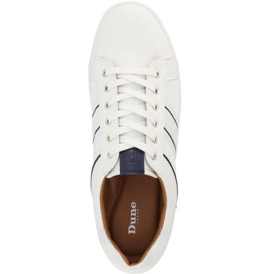 Dune Trues Stripe Panel White Mens Lace up Trainers