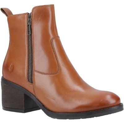 Hush Puppies Helena Leather Block Heel Ankle Boots