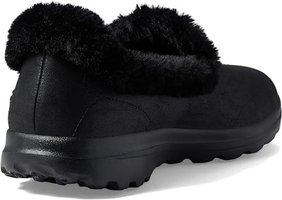 Skechers  Emslie Lulin Goga Mat Black Suede Low Top Fur Lined Shoes