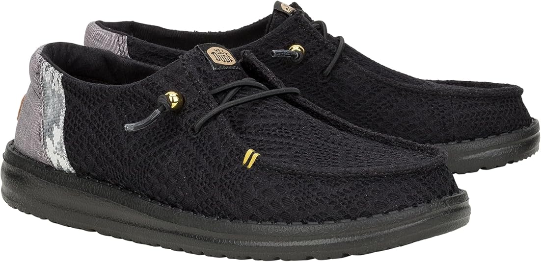 Heydude Wendy Boho Crochet Black Shoes