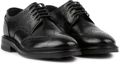 Base London Bryce Lace Up Brogue Rubber Sole Shoes Black