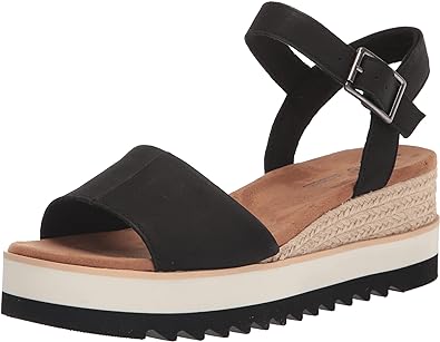 Toms Ladies Diana Black Platform Wedge Sandal