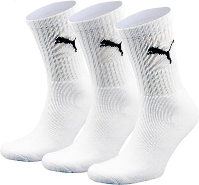 Puma Classic White and Black Crew Socks - Set of 3 Pairs