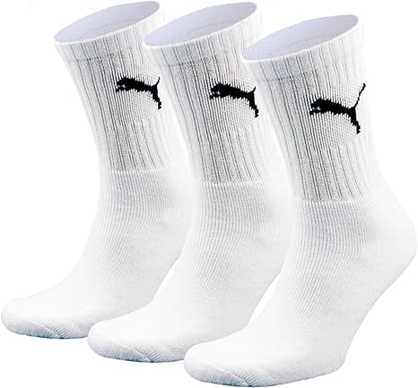 Puma Classic White and Black Crew Socks - Set of 3 Pairs