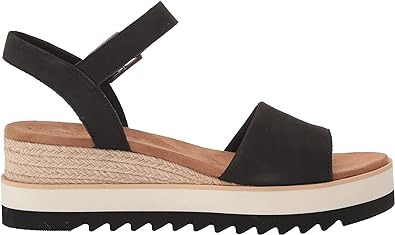 Toms Ladies Diana Black Platform Wedge Sandal