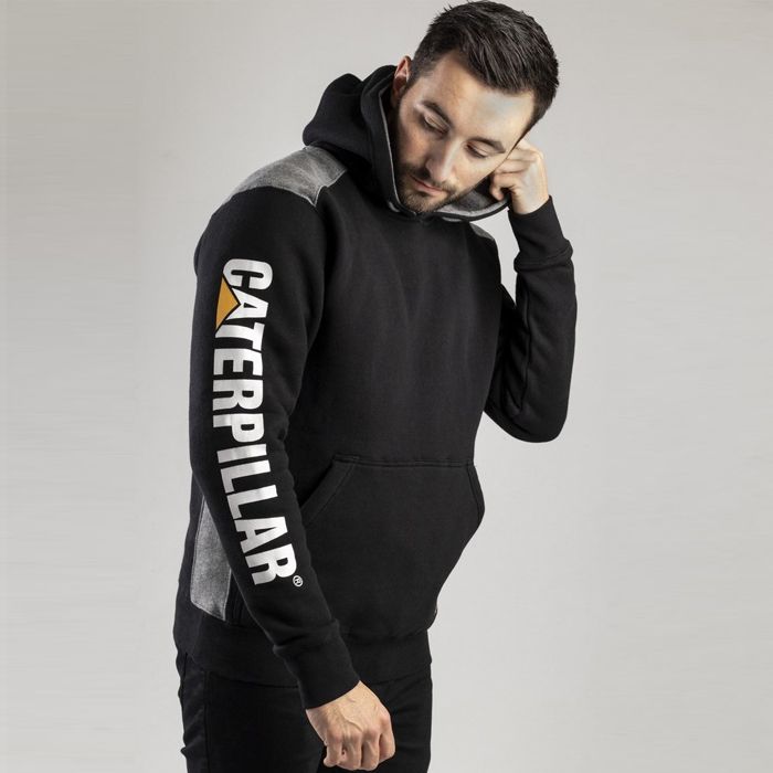 Caterpillar Logo Panel Hooded Mens Casual Warm Comfortable Sweatshirt