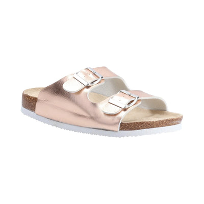 Divaz Nimes Women Dual Buckle Casual Sandal In Rose Gold