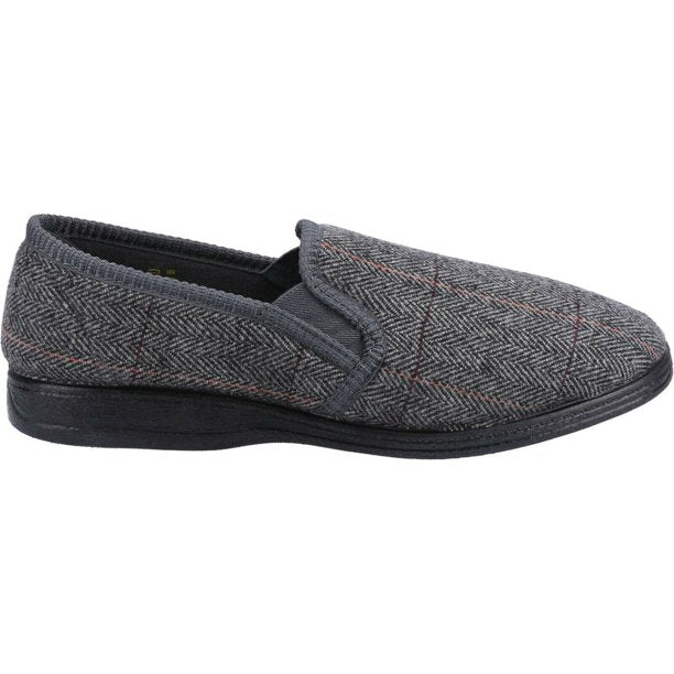 Fleet & Foster Mitchell Luxury Mens Slippers Comfy Tweed Check Warm Lining