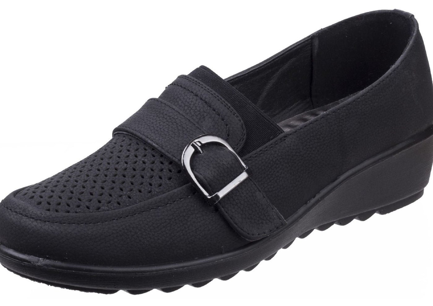 CV Ladies Brampton Strap & Buckle Black Shoe