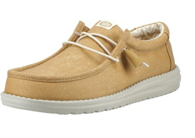 Heydude Wally Stretch Linen Natural Canvas Mens Shoes