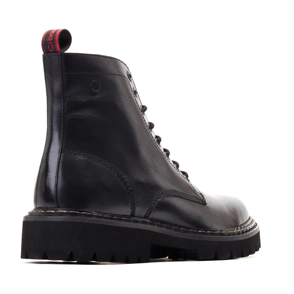 Base London Sutton Lace Up Combat Model Boot Black