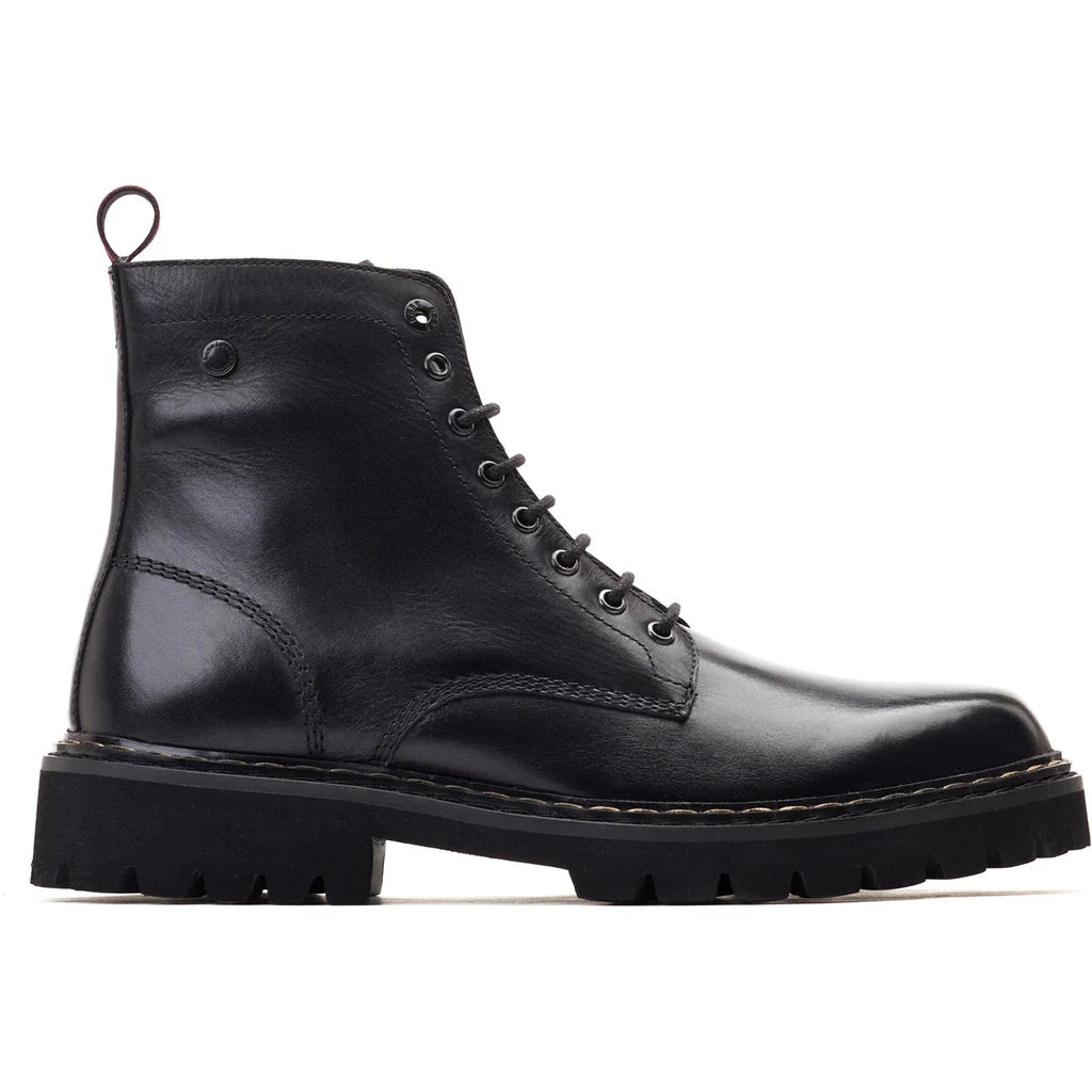 Base London Sutton Lace Up Combat Model Boot Black