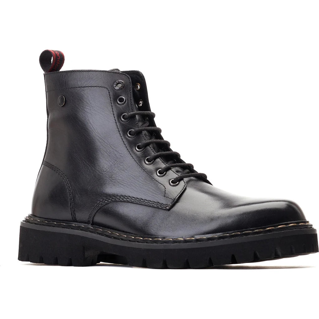 Base London Sutton Lace Up Combat Model Boot Black