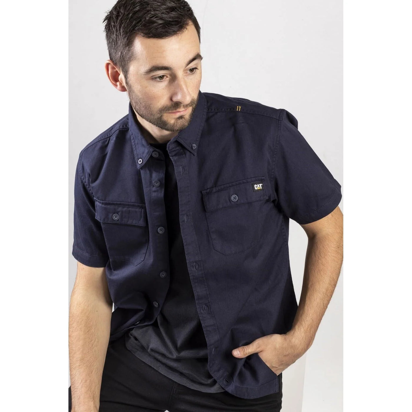 Caterpillar Button Down Mens Casual Short Sleeve Shirt