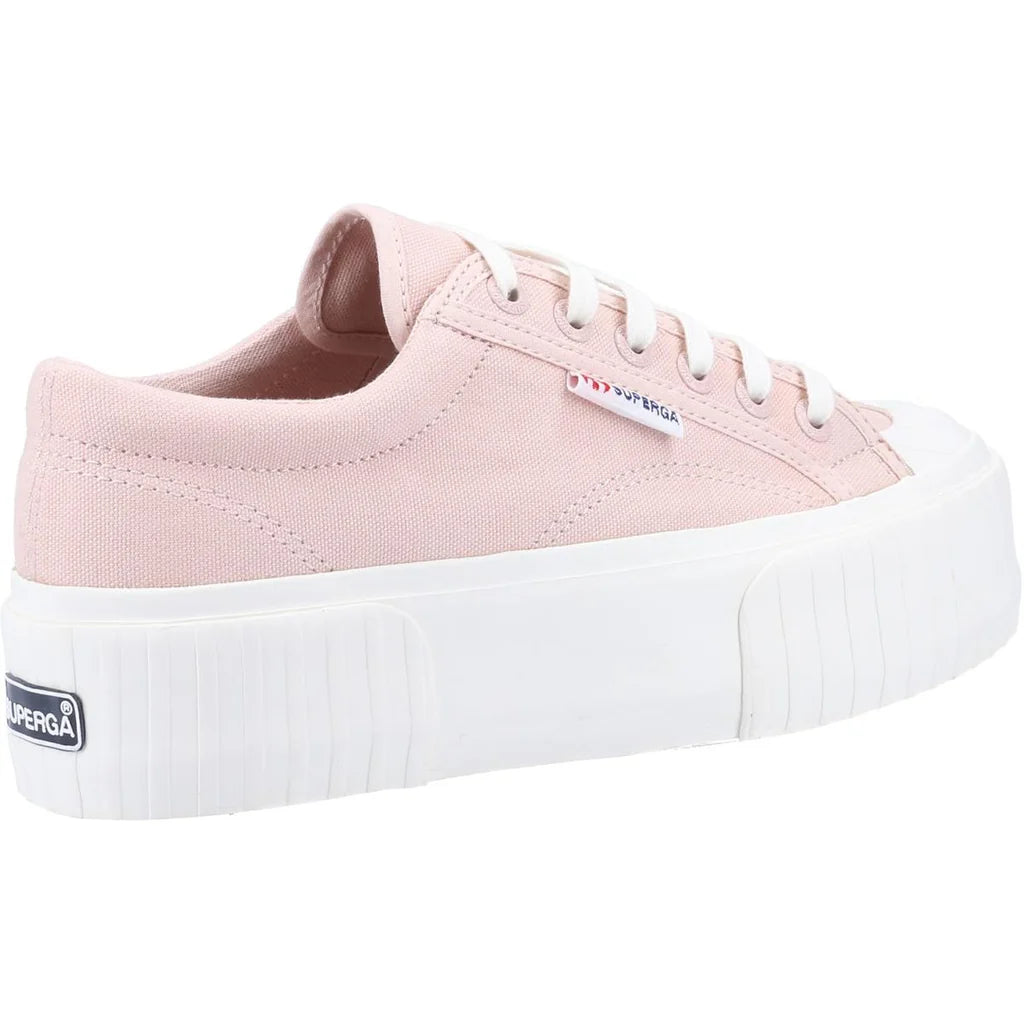 Superga  Stripe Platform Women Lace Up Trainer In Pink Smoke