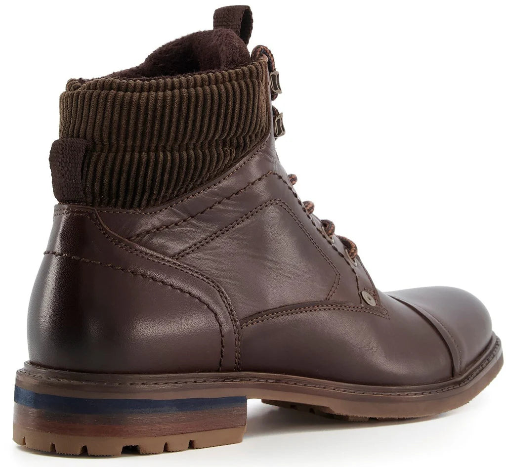 Dune Candor Mens Leather Worker Brown Boot