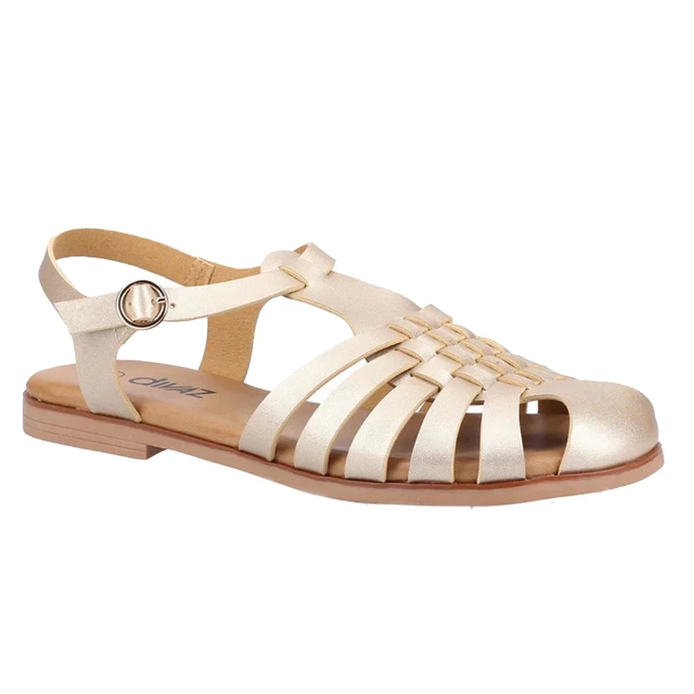 Divaz Ladies Gracie Buckle Metallic Gladiator Sandals