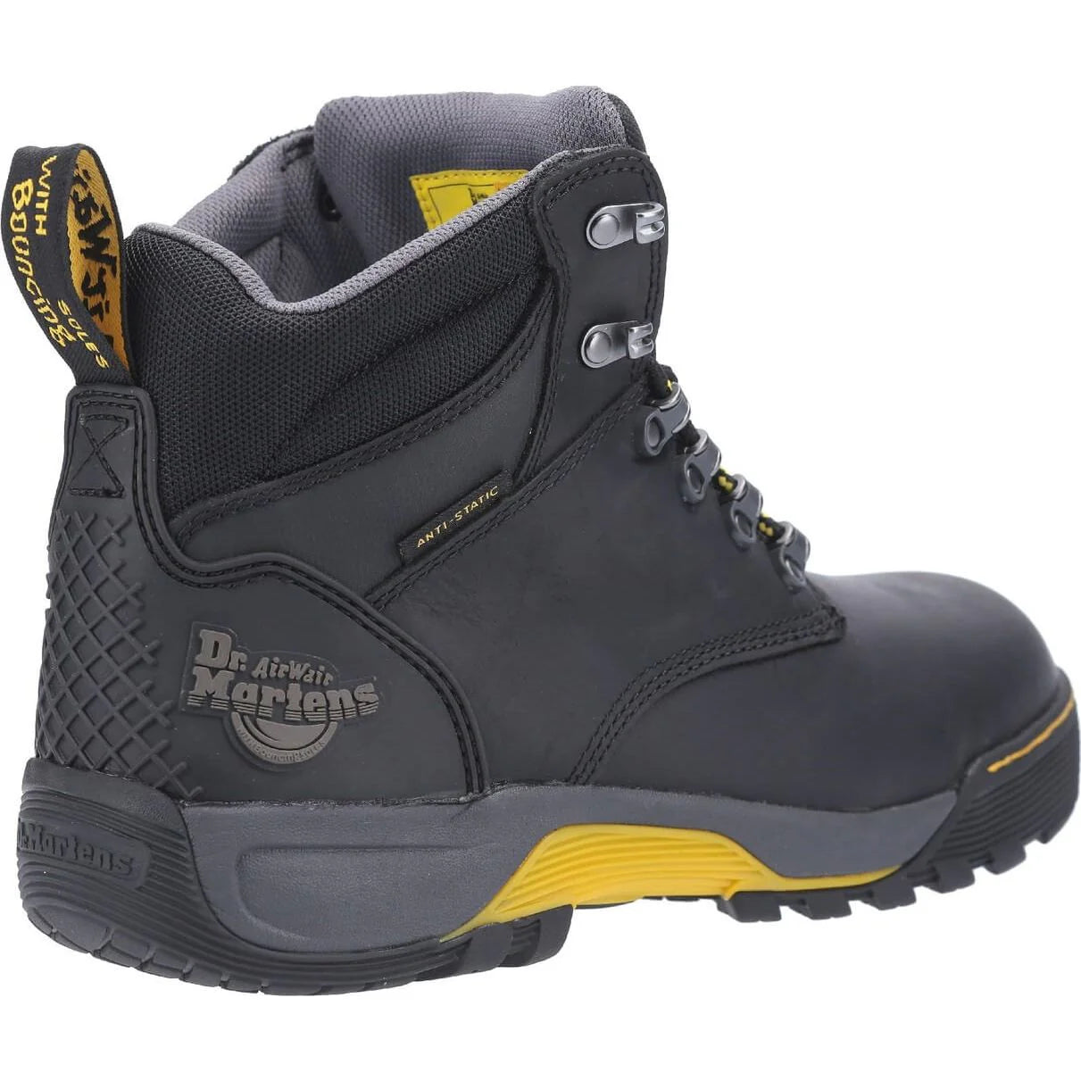 Dr Martens Men's Ridge St Toe Cap Black/Yellow Safety Boot