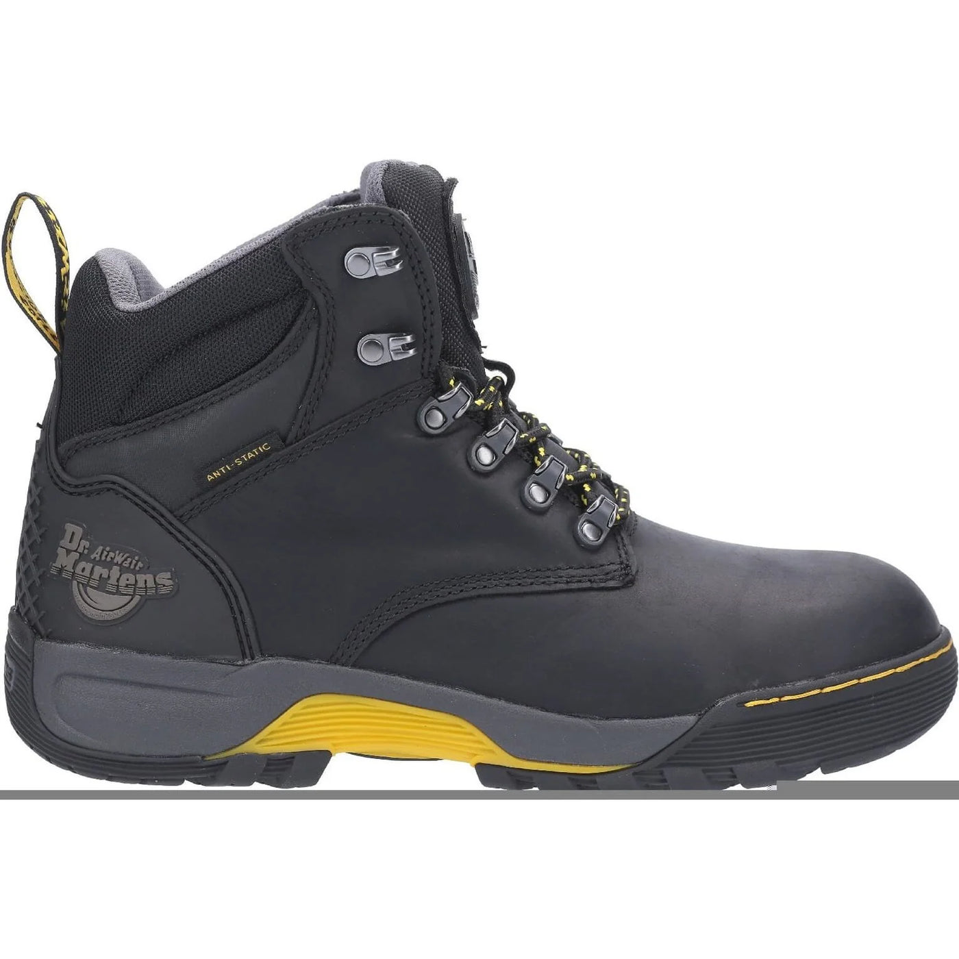 Dr Martens Men's Ridge St Toe Cap Black/Yellow Safety Boot