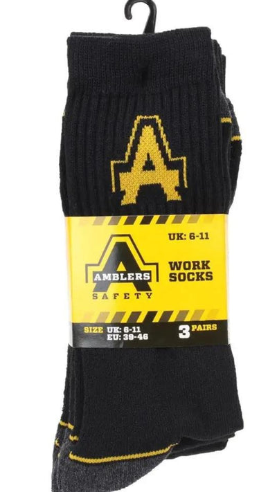 Amblers Safety Work Black Mens Socks