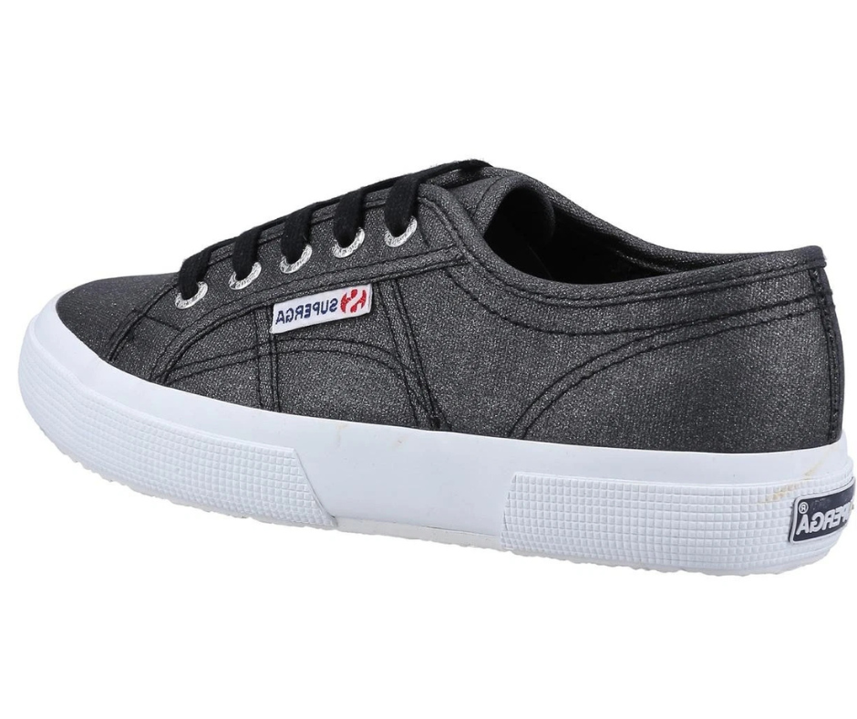 Superga Glitter Canvas Lace Up Sneakers in Black