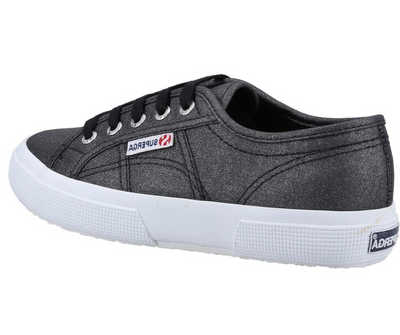 Superga Glitter Canvas Lace Up Sneakers in Black
