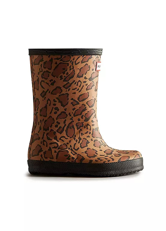 Hunter Kids Hybrid Leopard Brown Print Boots