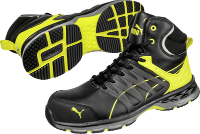 Puma Safety Men's Velocity Black/Yellow Mid Work Boots