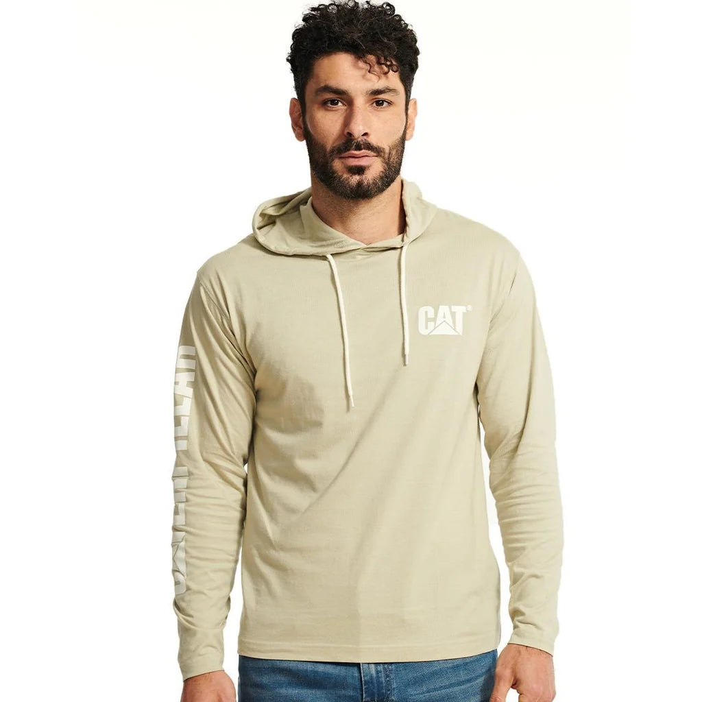 Caterpillar Hooded Mens Cotton Long Sleeve Tee