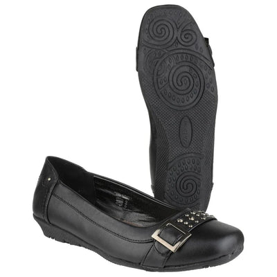 Misc Christy Girls Slip-on Low Wedge Black Clark Dress Flats Shoe