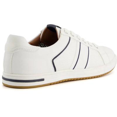 Dune Trues Stripe Panel White Mens Lace up Trainers