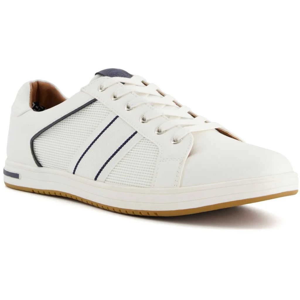 Dune Trues Stripe Panel White Mens Lace up Trainers