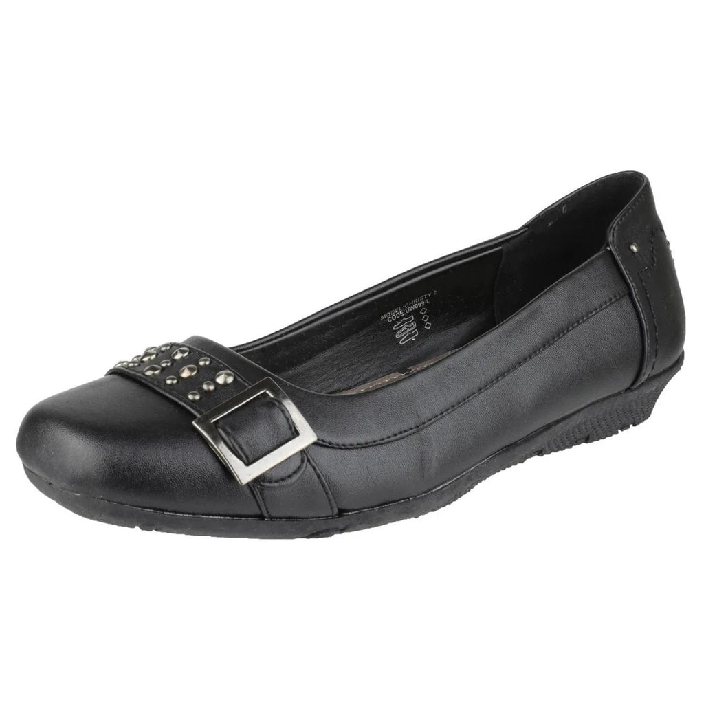 Misc Christy Girls Slip-on Low Wedge Black Clark Dress Flats Shoe