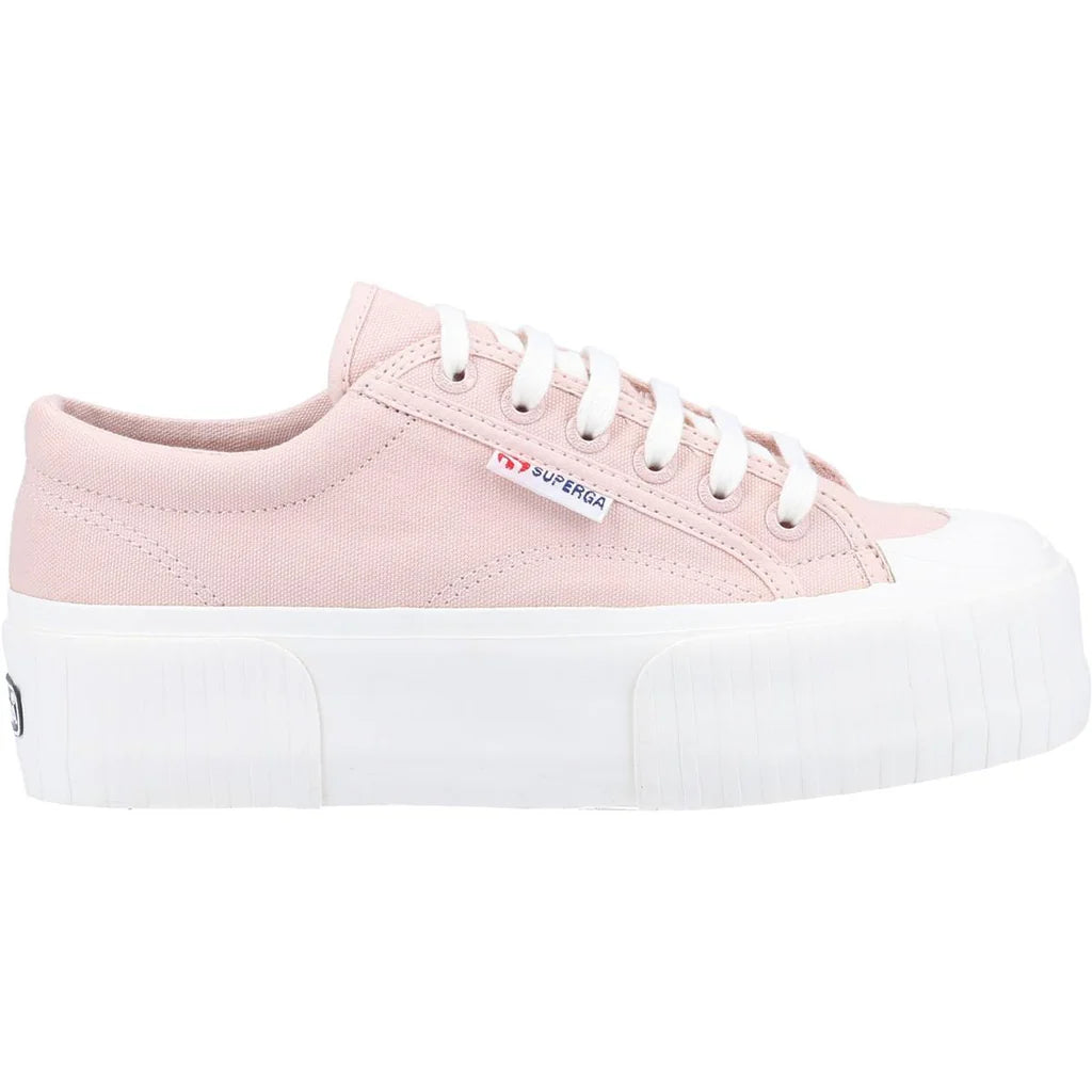 Superga  Stripe Platform Women Lace Up Trainer In Pink Smoke