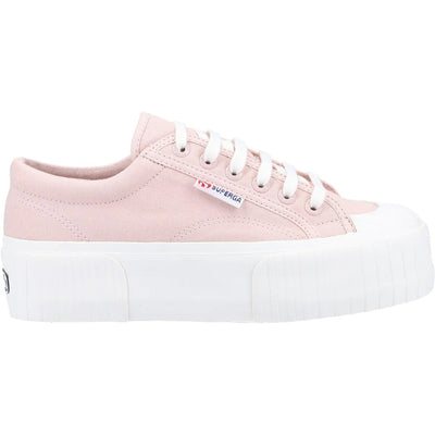 Superga  Stripe Platform Women Lace Up Trainer In Pink Smoke