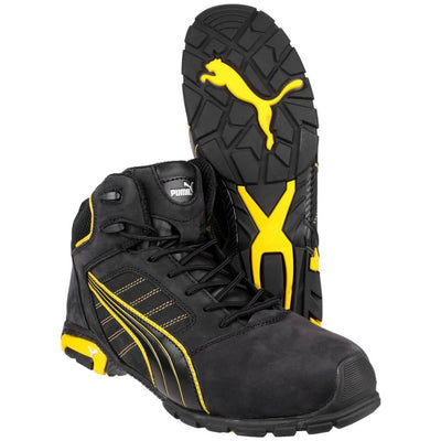 Puma Amsterdam Men's Mid Lace Up Safety Black/Yellow Boots