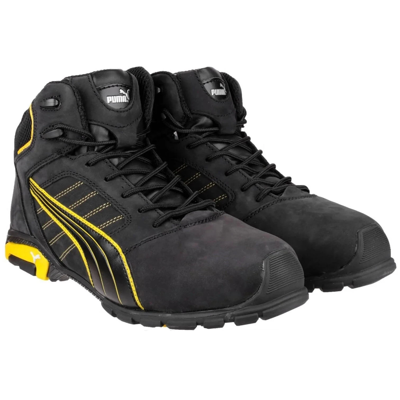 Puma Amsterdam Men's Mid Lace Up Safety Black/Yellow Boots