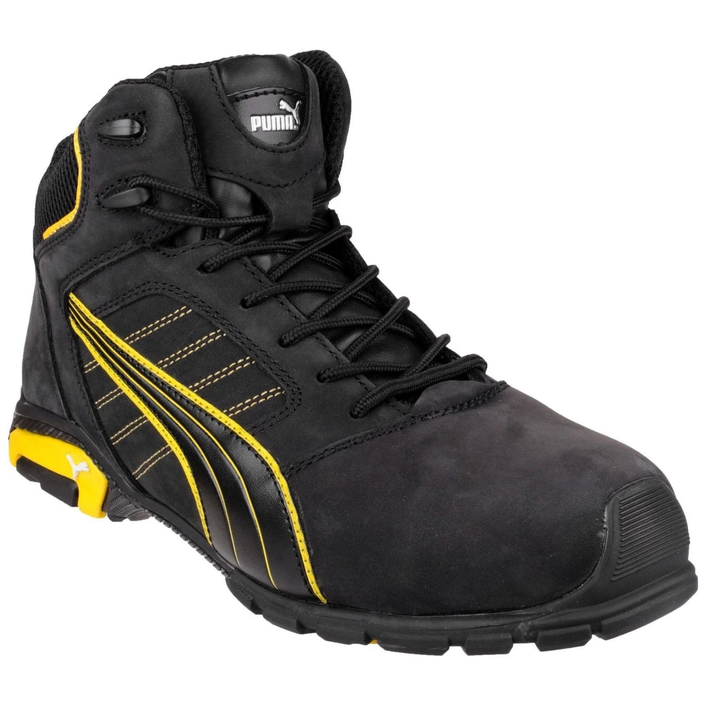 Puma Amsterdam Men's Mid Lace Up Safety Black/Yellow Boots