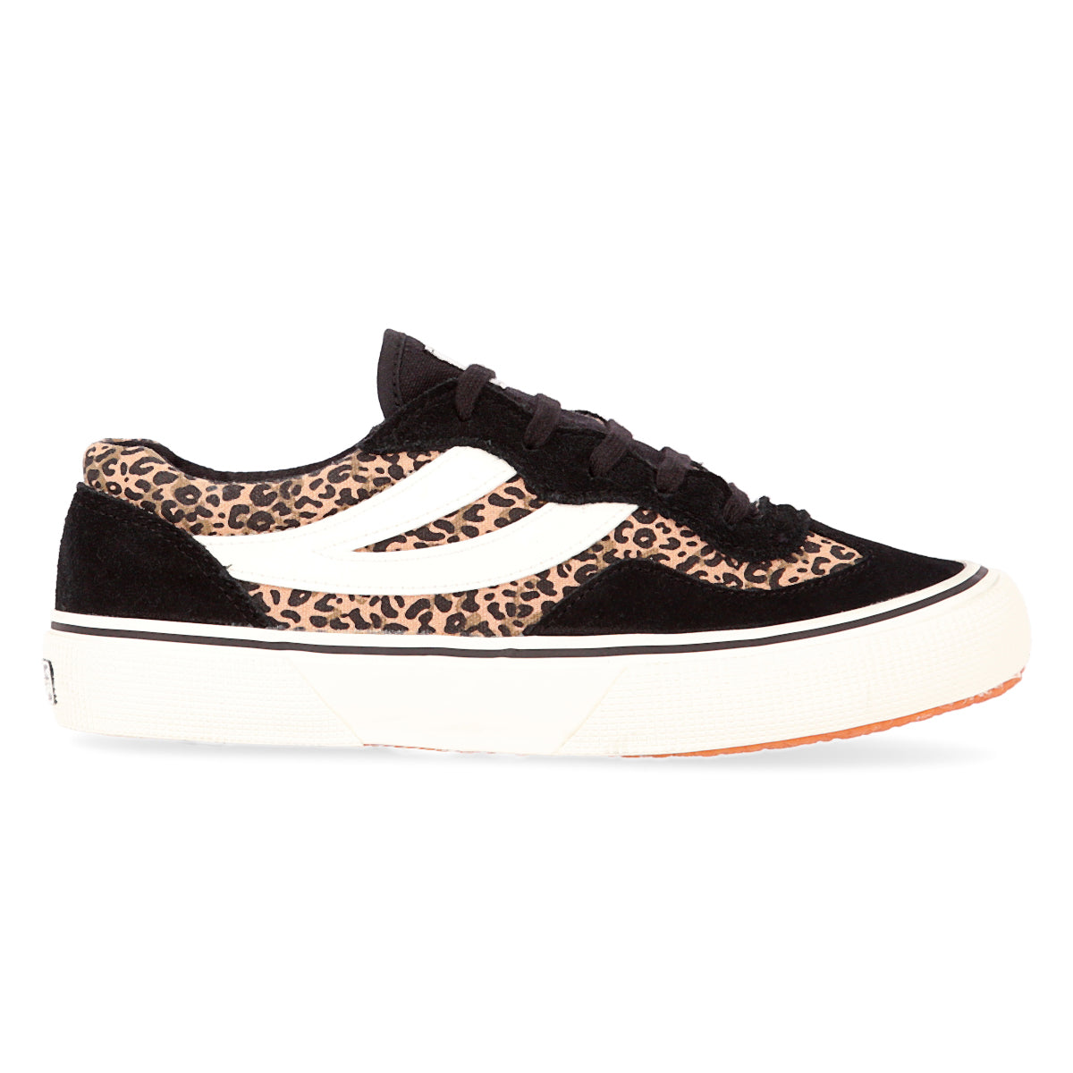 Superga Women Black  Revolley Leopard Trainers