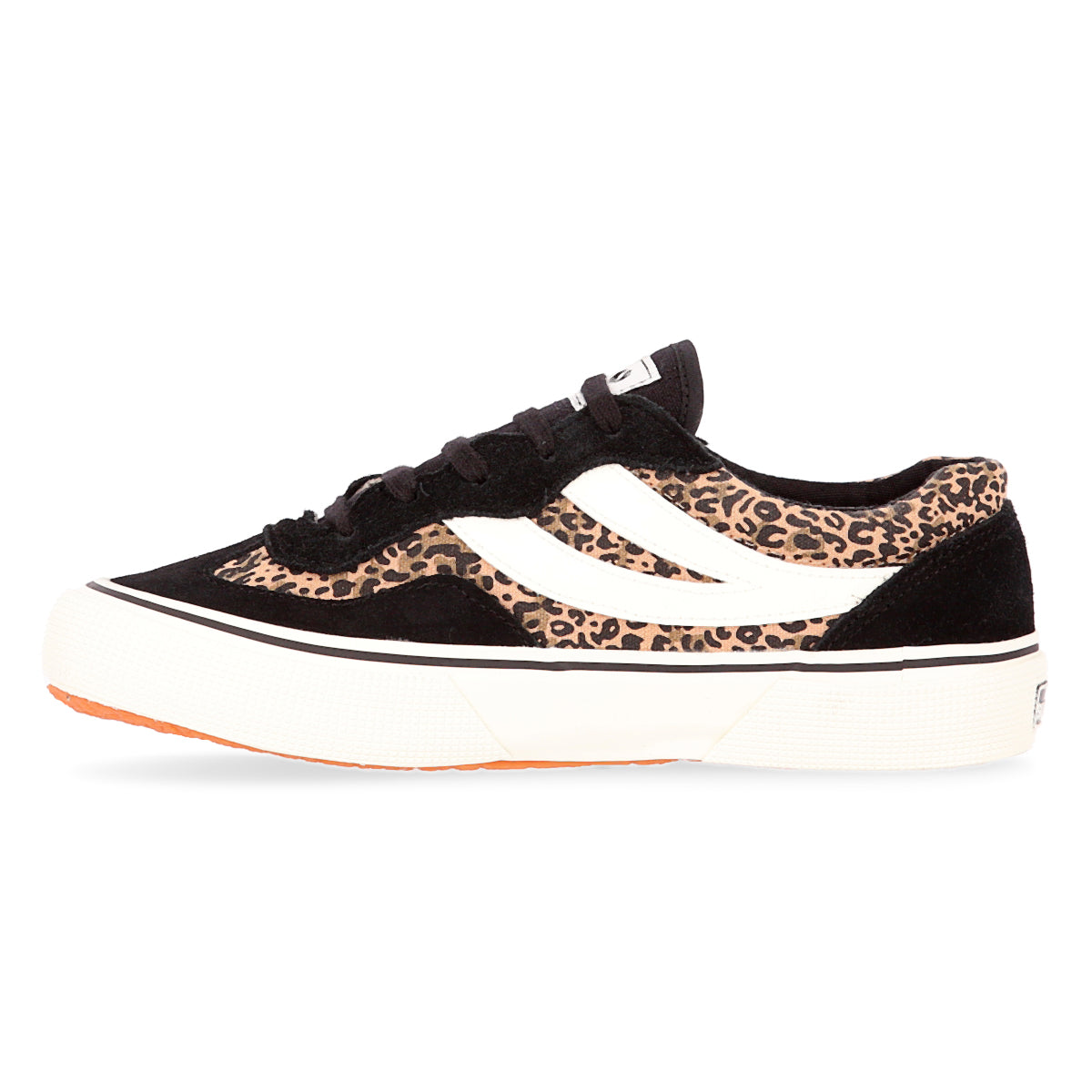 Superga Women Black  Revolley Leopard Trainers