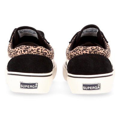 Superga Women Black  Revolley Leopard Trainers