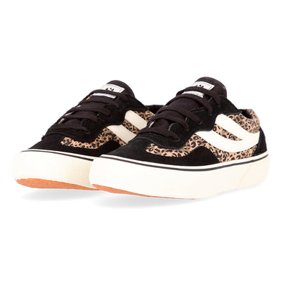 Superga Women Black  Revolley Leopard Trainers