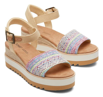 Toms Ladies Diana Platform Wedge Multicolor Sandal