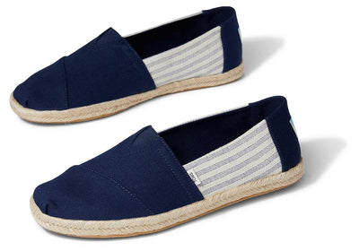 Toms Alpargata Rope Recyled Cotton Canvas Loafer Flat Navy Shoe