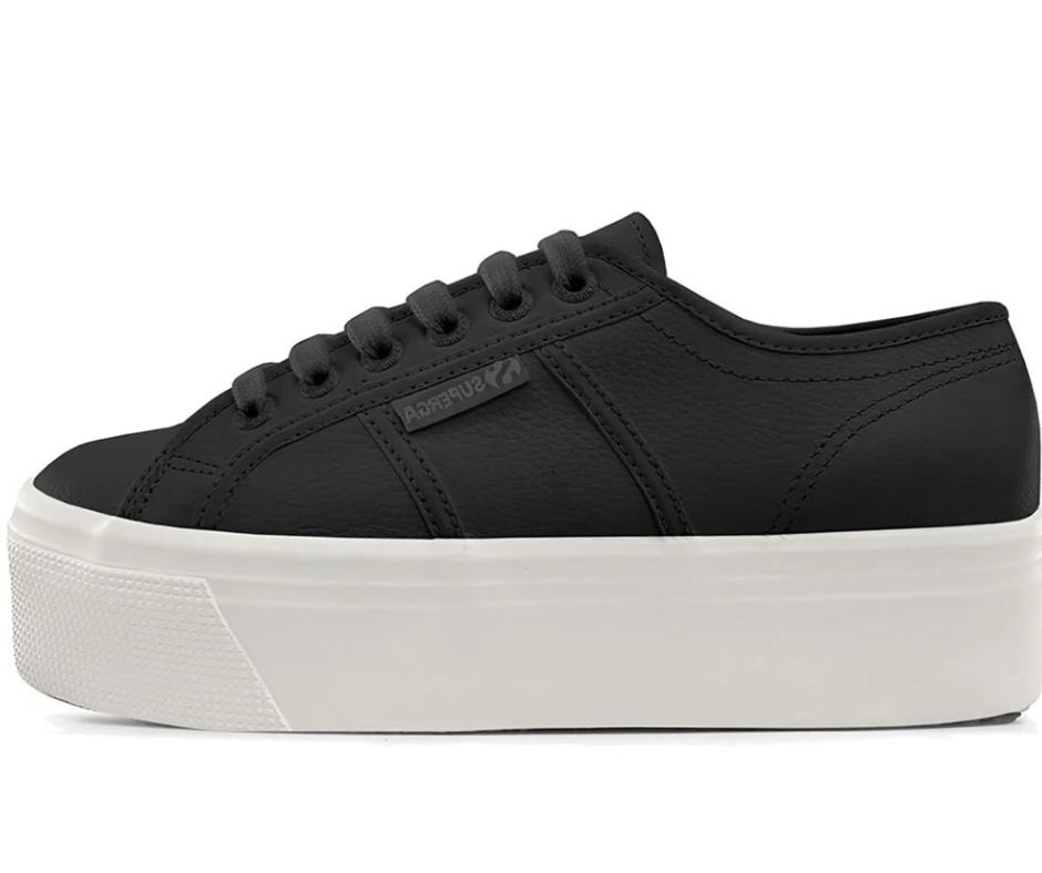 Superga Tumbled-Leather Women Sneakers Oversized Soles